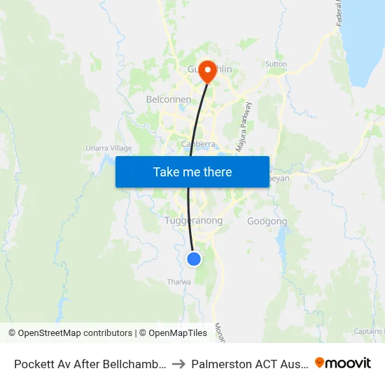 Pockett Av After Bellchambers Cr to Palmerston ACT Australia map