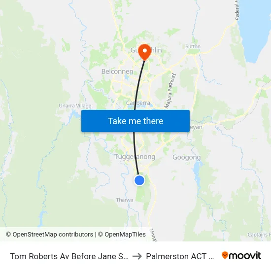 Tom Roberts Av Before Jane Sutherland St to Palmerston ACT Australia map