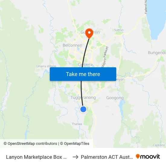 Lanyon Marketplace Box Hill Av to Palmerston ACT Australia map