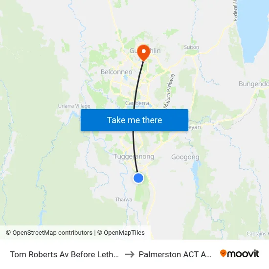 Tom Roberts Av Before Lethbridge St to Palmerston ACT Australia map