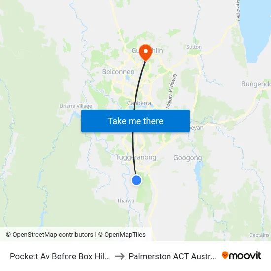 Pockett Av Before Box Hill Av to Palmerston ACT Australia map