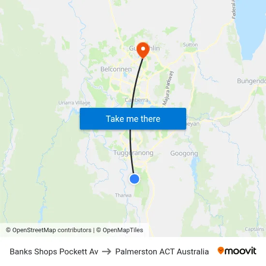 Banks Shops Pockett Av to Palmerston ACT Australia map