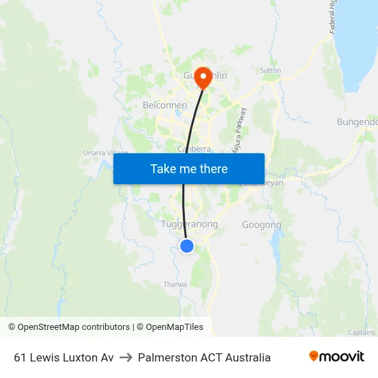 61 Lewis Luxton Av to Palmerston ACT Australia map