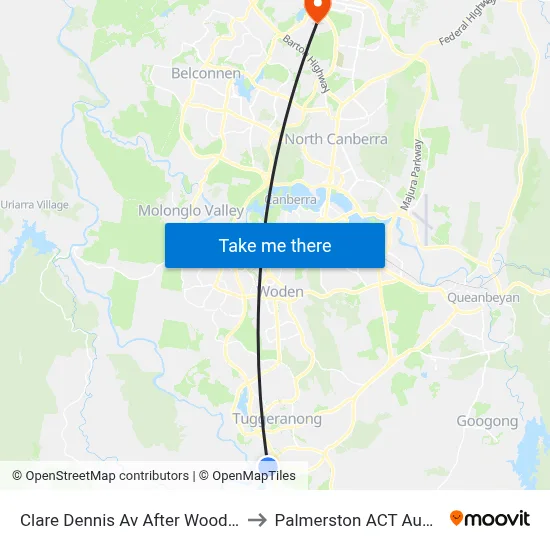 Clare Dennis Av After Woodfull Lp to Palmerston ACT Australia map