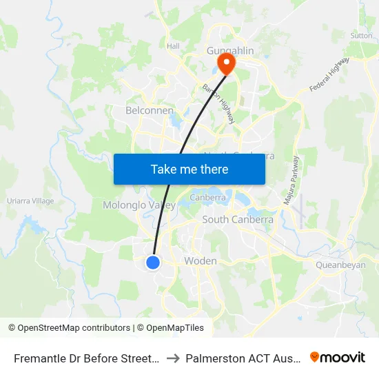 Fremantle Dr Before Streeton Dr to Palmerston ACT Australia map