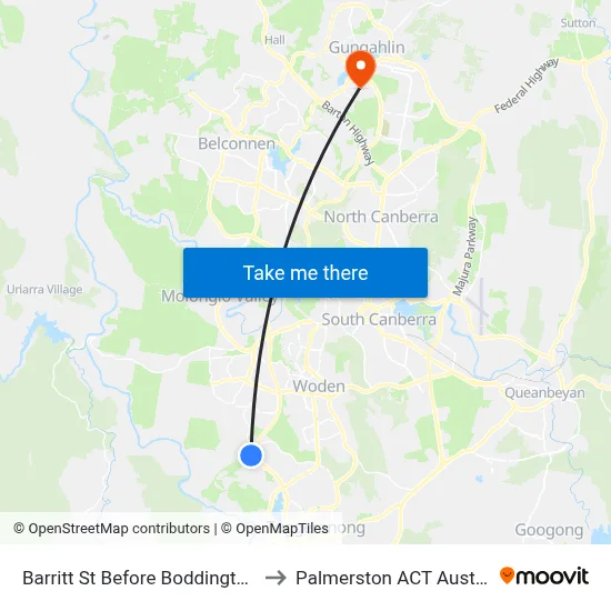 Barritt St Before Boddington Cr to Palmerston ACT Australia map