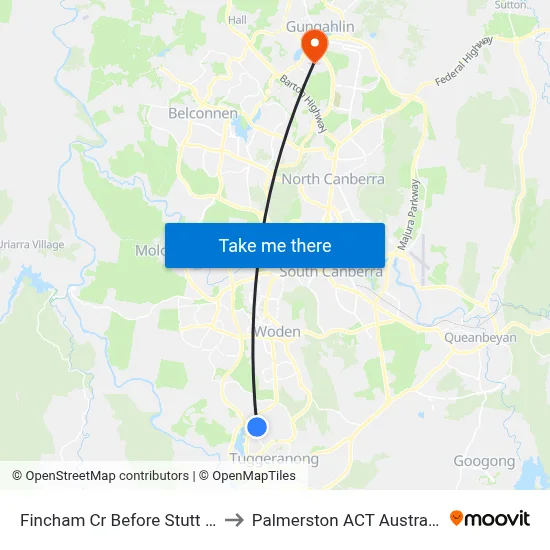 Fincham Cr Before Stutt St to Palmerston ACT Australia map