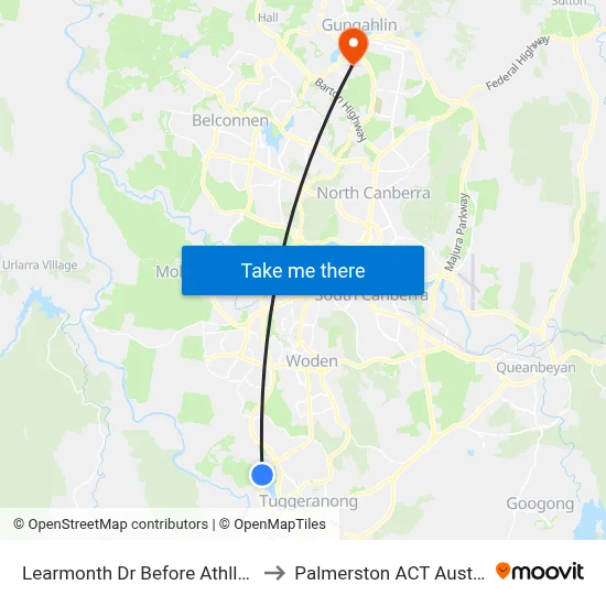 Learmonth Dr Before Athllon Dr to Palmerston ACT Australia map