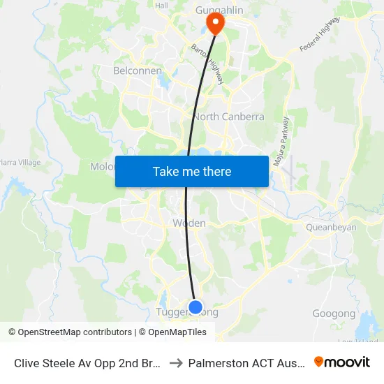 Clive Steele Av Opp 2nd Brain St to Palmerston ACT Australia map