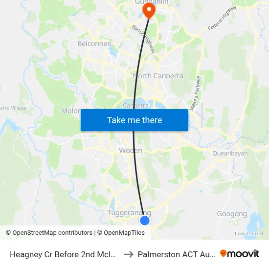 Heagney Cr Before 2nd Mclorinan St to Palmerston ACT Australia map