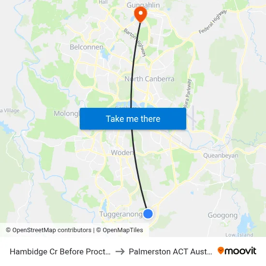 Hambidge Cr Before Proctor St to Palmerston ACT Australia map