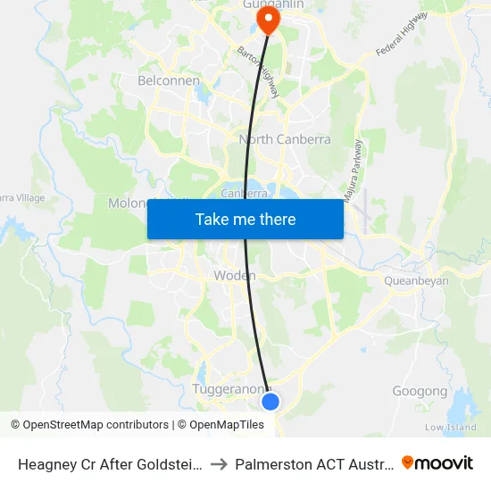 Heagney Cr After Goldstein Cr to Palmerston ACT Australia map