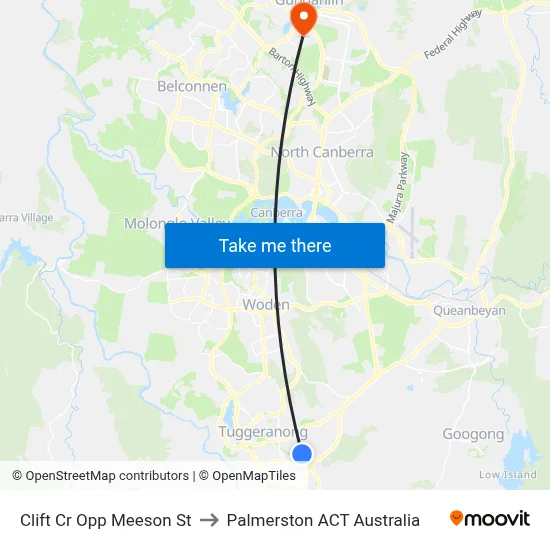 Clift Cr Opp Meeson St to Palmerston ACT Australia map