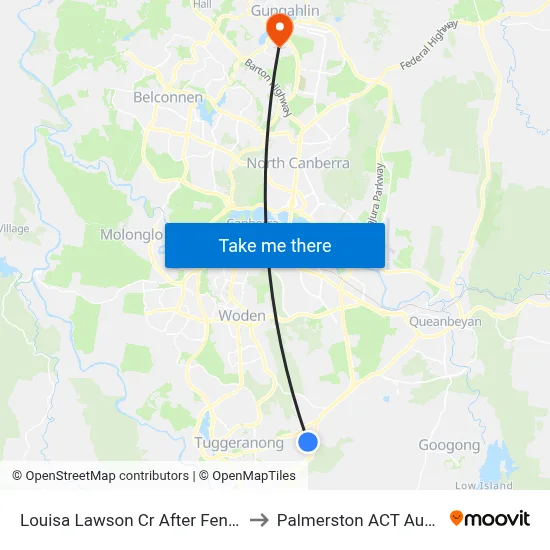 Louisa Lawson Cr After Fenston Pl to Palmerston ACT Australia map