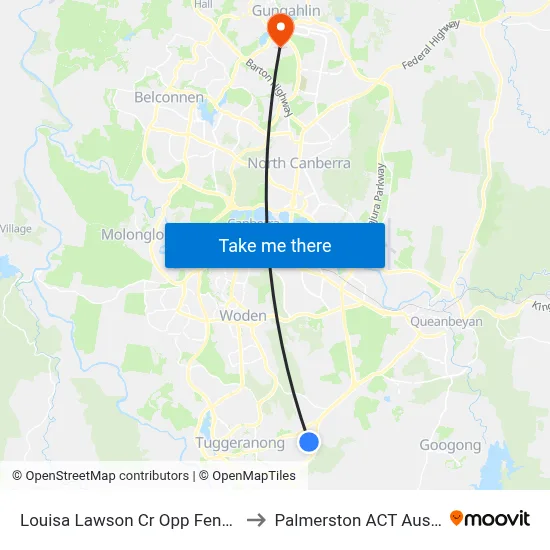 Louisa Lawson Cr Opp Fenston Pl to Palmerston ACT Australia map