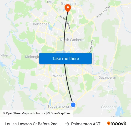 Louisa Lawson Cr Before 2nd Willoughby Cr to Palmerston ACT Australia map