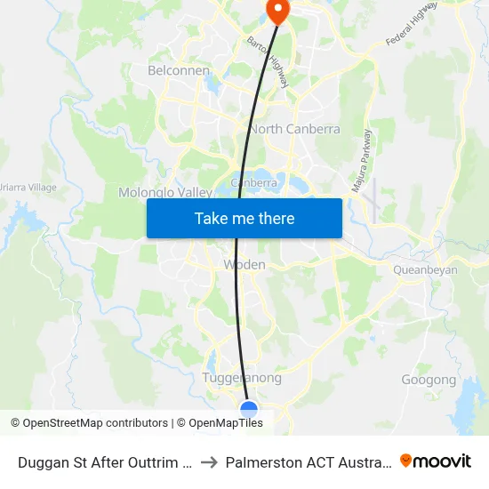 Duggan St After Outtrim Av to Palmerston ACT Australia map