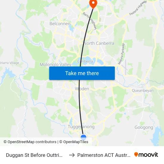 Duggan St Before Outtrim Av to Palmerston ACT Australia map