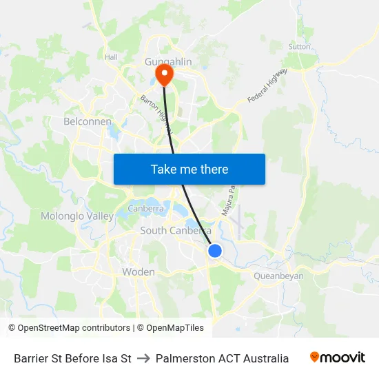 Barrier St Before Isa St to Palmerston ACT Australia map