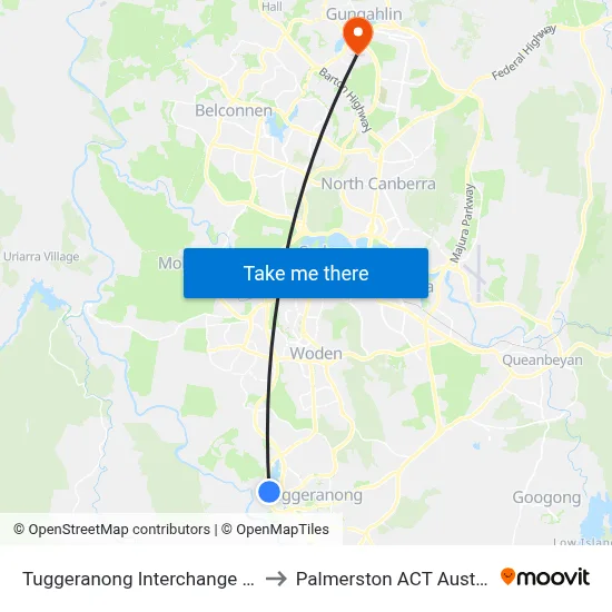 Tuggeranong Interchange Plt 7 to Palmerston ACT Australia map