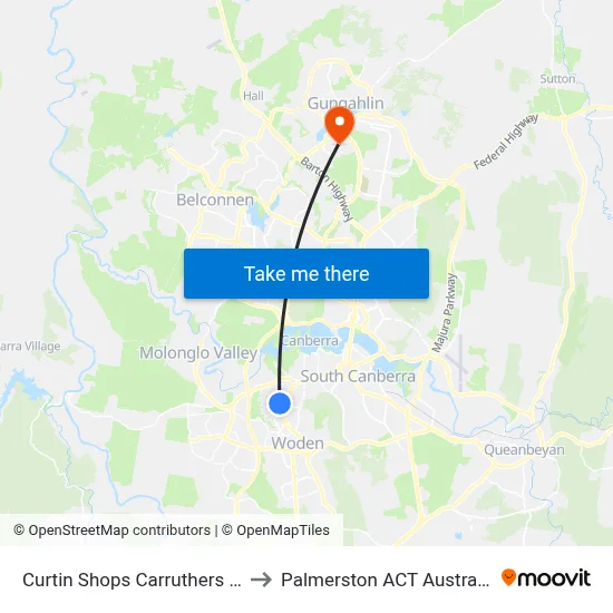 Curtin Shops Carruthers St to Palmerston ACT Australia map