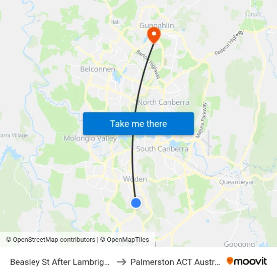 Beasley St After Lambrigg St to Palmerston ACT Australia map