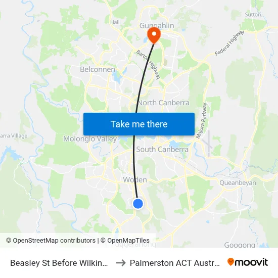Beasley St Before Wilkins St to Palmerston ACT Australia map