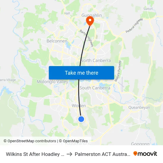 Wilkins St After Hoadley St to Palmerston ACT Australia map
