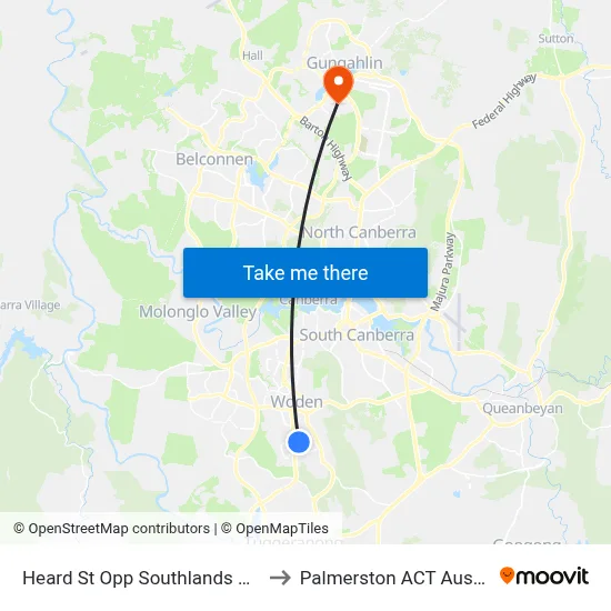 Heard St Opp Southlands Shops to Palmerston ACT Australia map