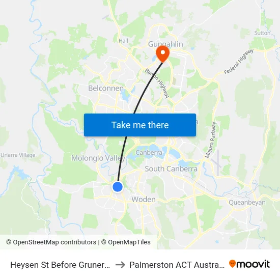 Heysen St Before Gruner St to Palmerston ACT Australia map