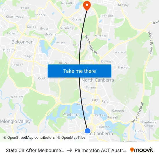 State Cir After Melbourne Av to Palmerston ACT Australia map