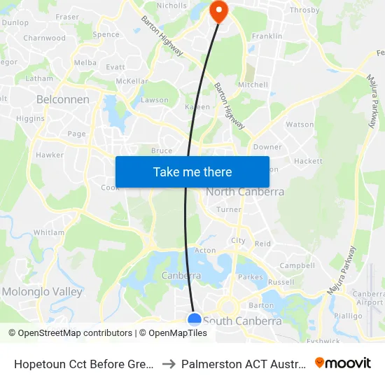 Hopetoun Cct Before Grey St to Palmerston ACT Australia map