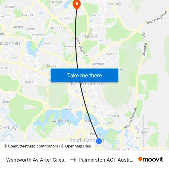 Wentworth Av After Giles St to Palmerston ACT Australia map