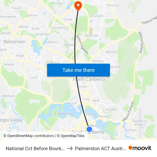 National Cct Before Bourke St to Palmerston ACT Australia map