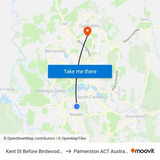 Kent St Before Birdwood St to Palmerston ACT Australia map