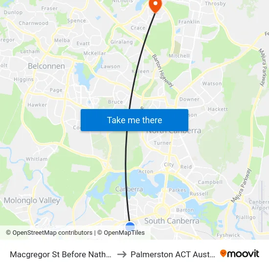 Macgregor St Before Nathan St to Palmerston ACT Australia map