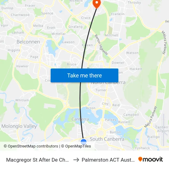 Macgregor St After De Chair St to Palmerston ACT Australia map