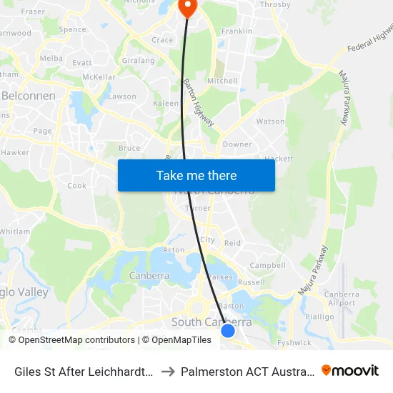 Giles St After Leichhardt St to Palmerston ACT Australia map