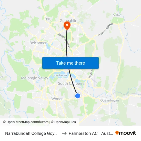 Narrabundah College Goyder St to Palmerston ACT Australia map