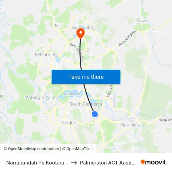 Narrabundah Ps Kootara Cr to Palmerston ACT Australia map