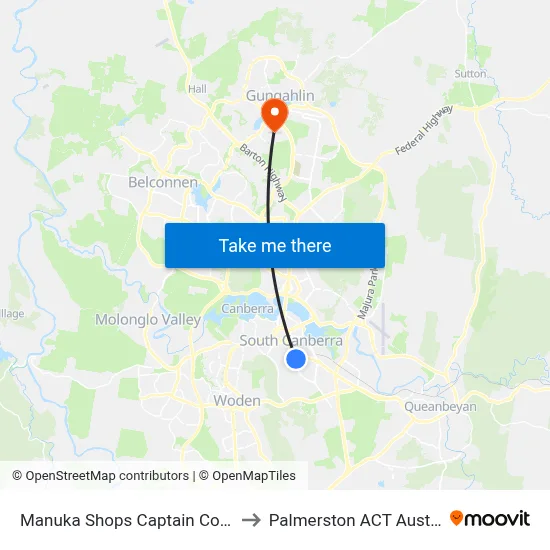 Manuka Shops Captain Cook Cr to Palmerston ACT Australia map