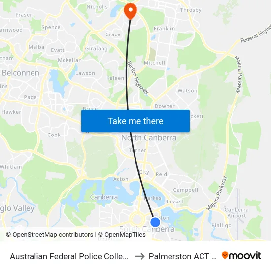 Australian Federal Police College Brisbane Av to Palmerston ACT Australia map
