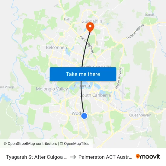 Tyagarah St After Culgoa Cct to Palmerston ACT Australia map