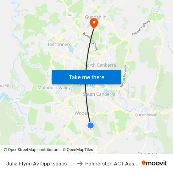 Julia Flynn Av Opp Isaacs Shops to Palmerston ACT Australia map