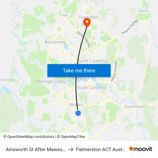 Ainsworth St After Mawson Dr to Palmerston ACT Australia map
