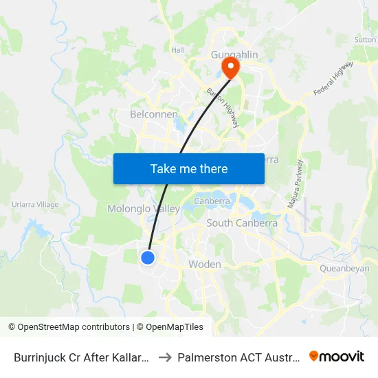 Burrinjuck Cr After Kallara Cl to Palmerston ACT Australia map