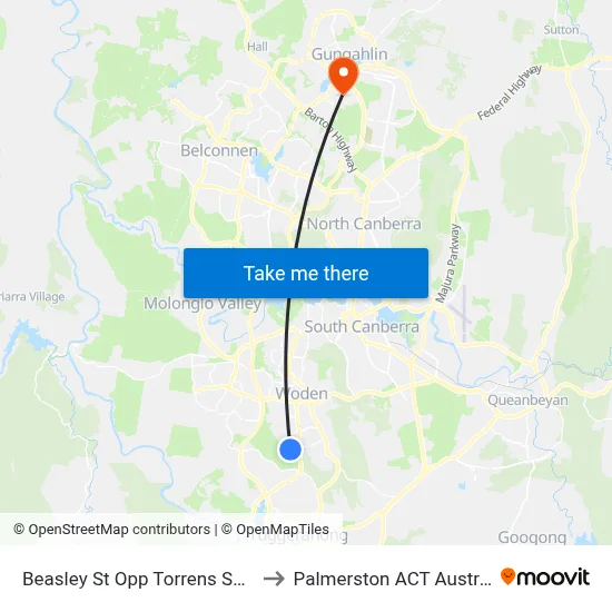 Beasley St Opp Torrens Shops to Palmerston ACT Australia map