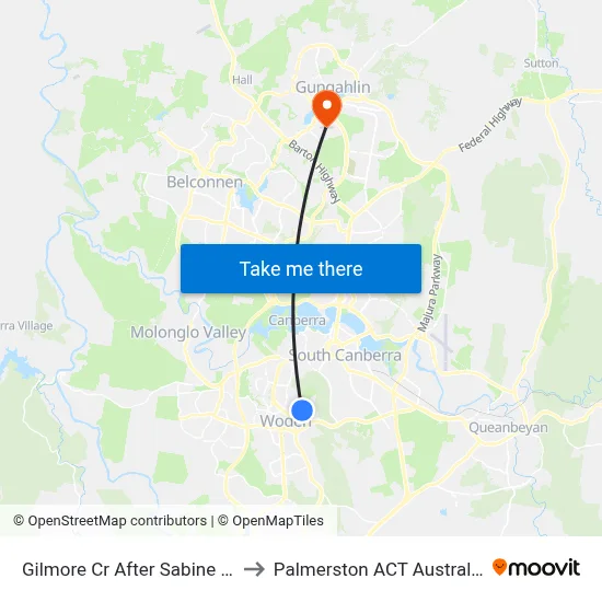 Gilmore Cr After Sabine Cl to Palmerston ACT Australia map