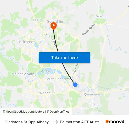 Gladstone St Opp Albany St to Palmerston ACT Australia map