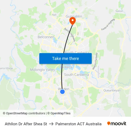 Athllon Dr After Shea St to Palmerston ACT Australia map